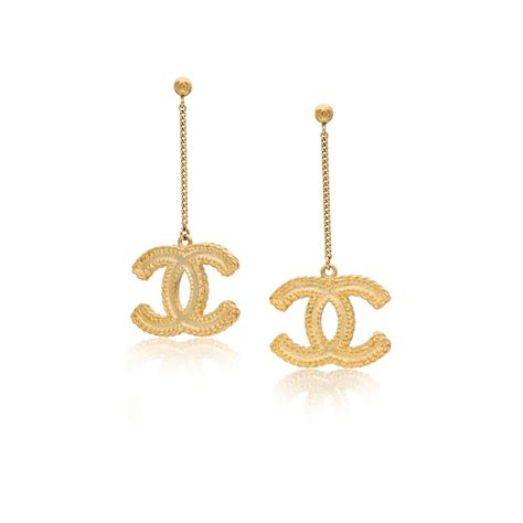 chanel gold chain drop earrings